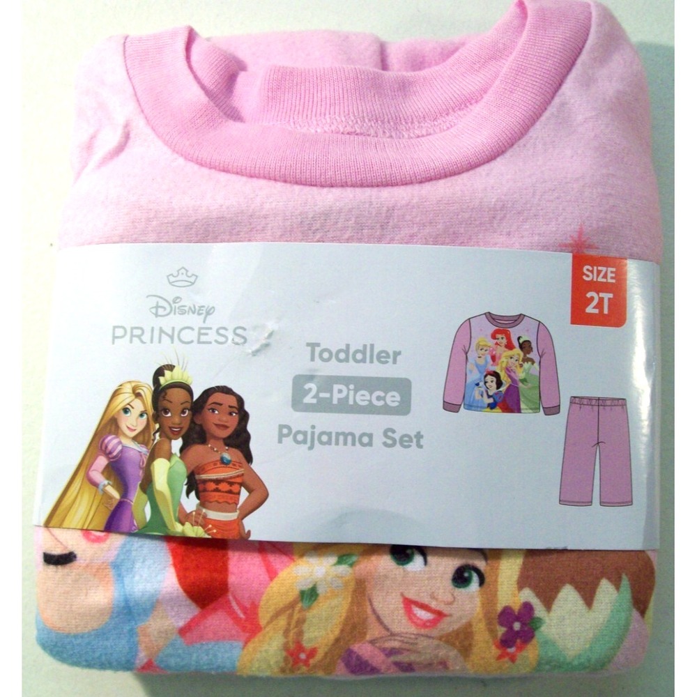 New Toddler Girl's Disney Princess 2 Pc Fleece Pajama Set, 2T, Rapunzel Tiana